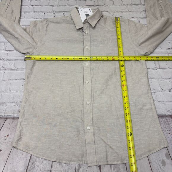 NWT Selected Homme Men Long Sleeve Button Shirt Size 16.5 Linen Blend D029 -15 - Picture 2 of 16